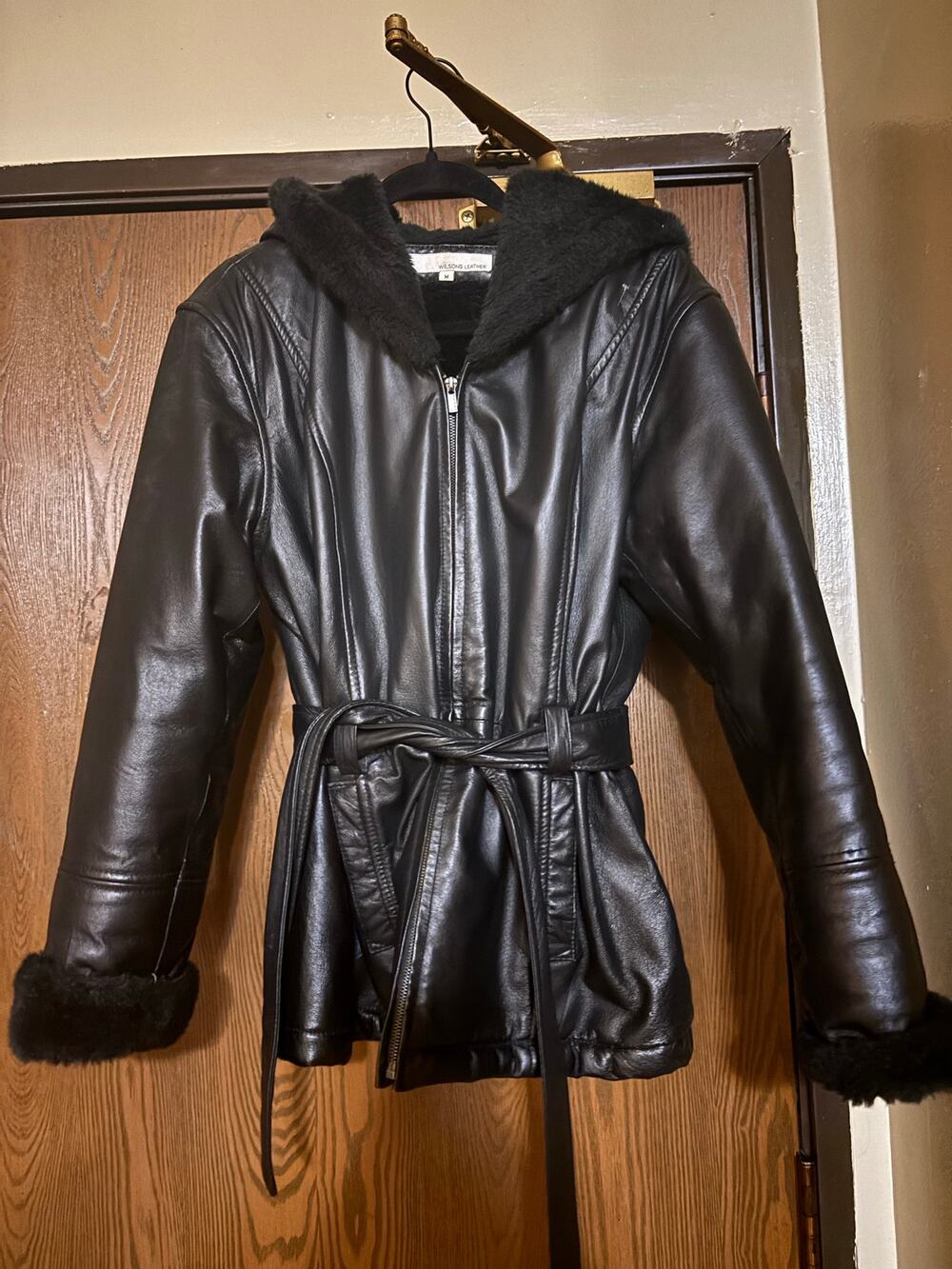 Wilson’s Black Leather Fall/ Winter Outerwear Fur Lined Jacket